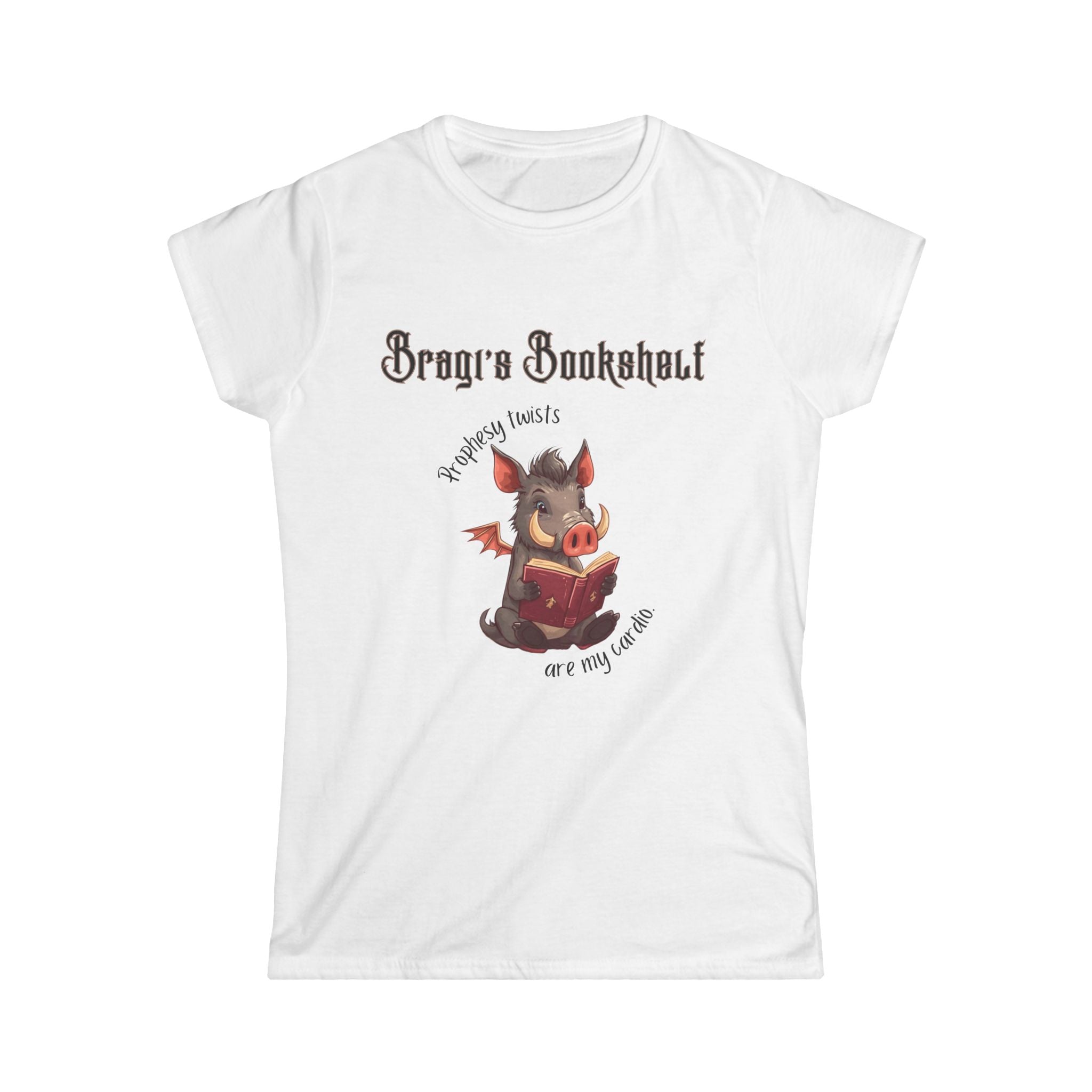 Women's Softstyle Tee — "Prophesy twists are my cardio" cheeky bookstore tee