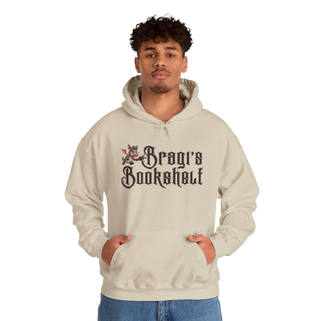 Fantasy Bookstore Hoodie — 'Bragi's Bookshelf' Logo
