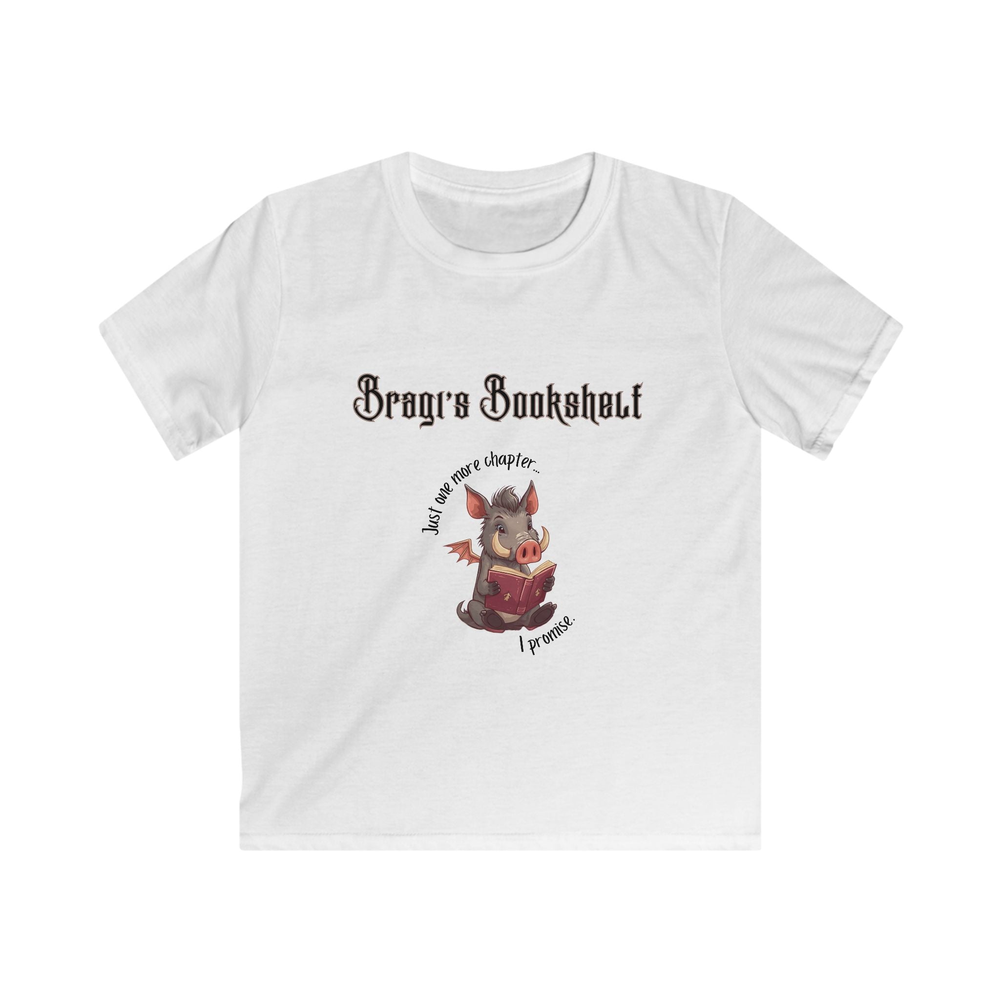 Kids Tee — Cute Dragon Reading "Brave & Booksmart" Graphic (Children’s Storytime Gift)