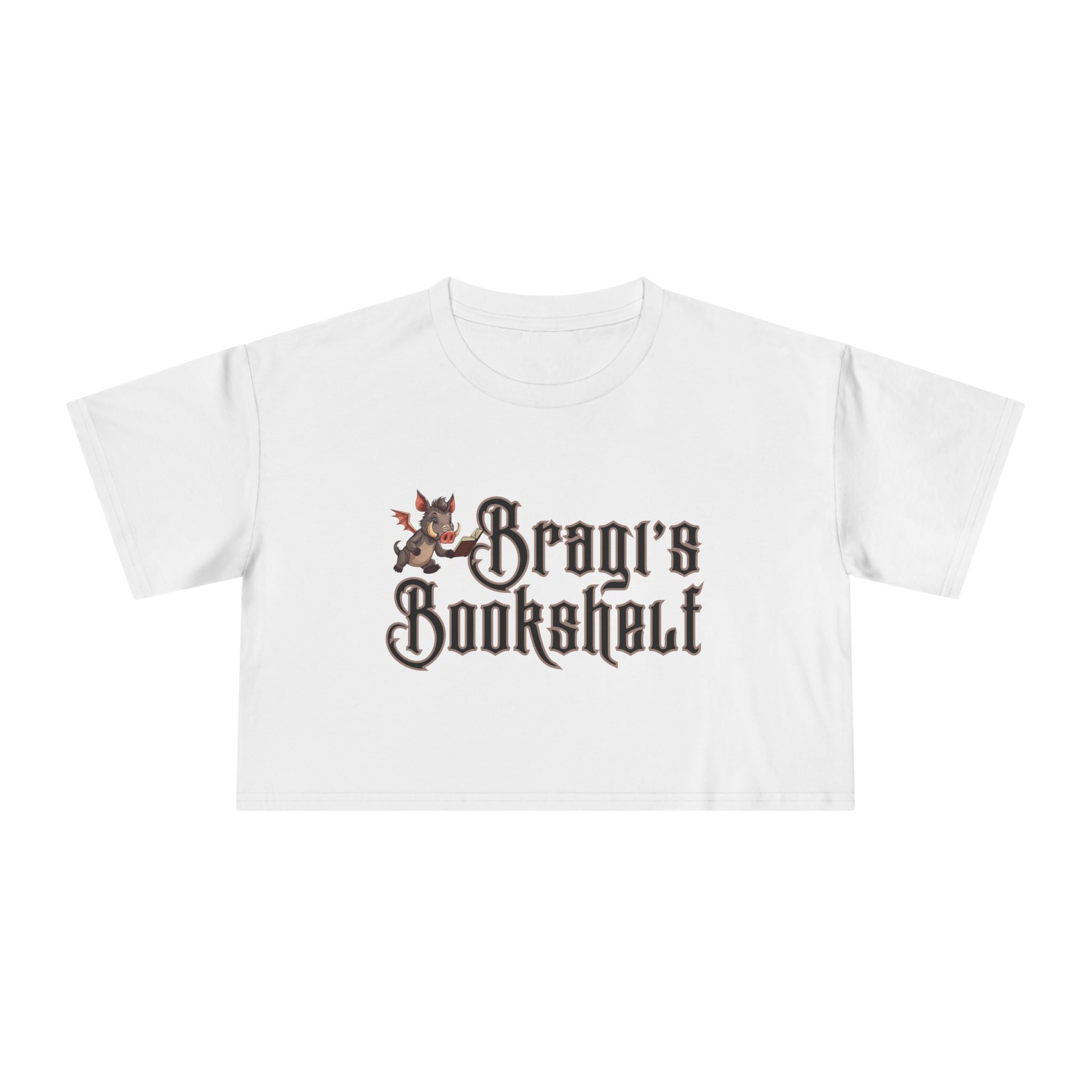 Bragi's Bookshelf Logo Crop Tee — Cute Relaxed Crop Shirt