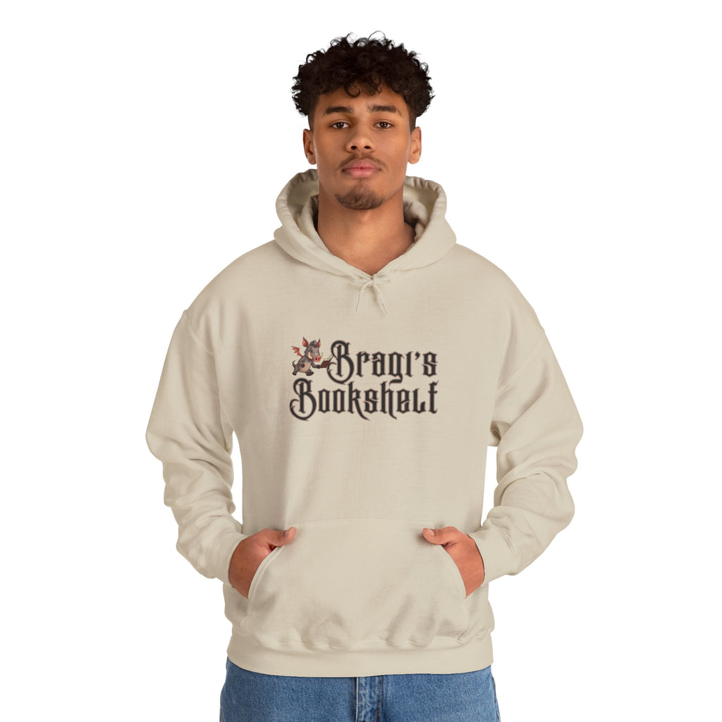 Fantasy Bookstore Hoodie — 'Bragi's Bookshelf' Logo