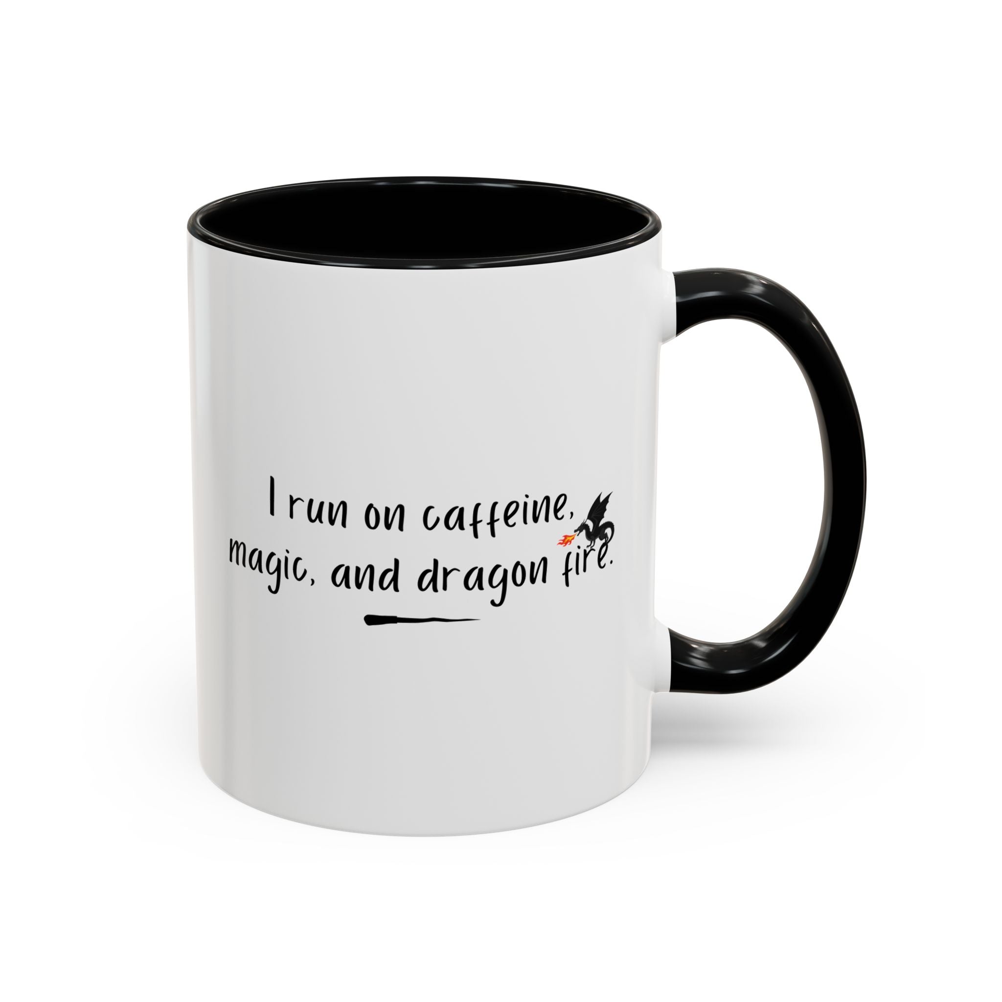Bragi Dragon Magic Coffee Mug — "I run on caffeine, magic, and dragon fire" Accent Mug