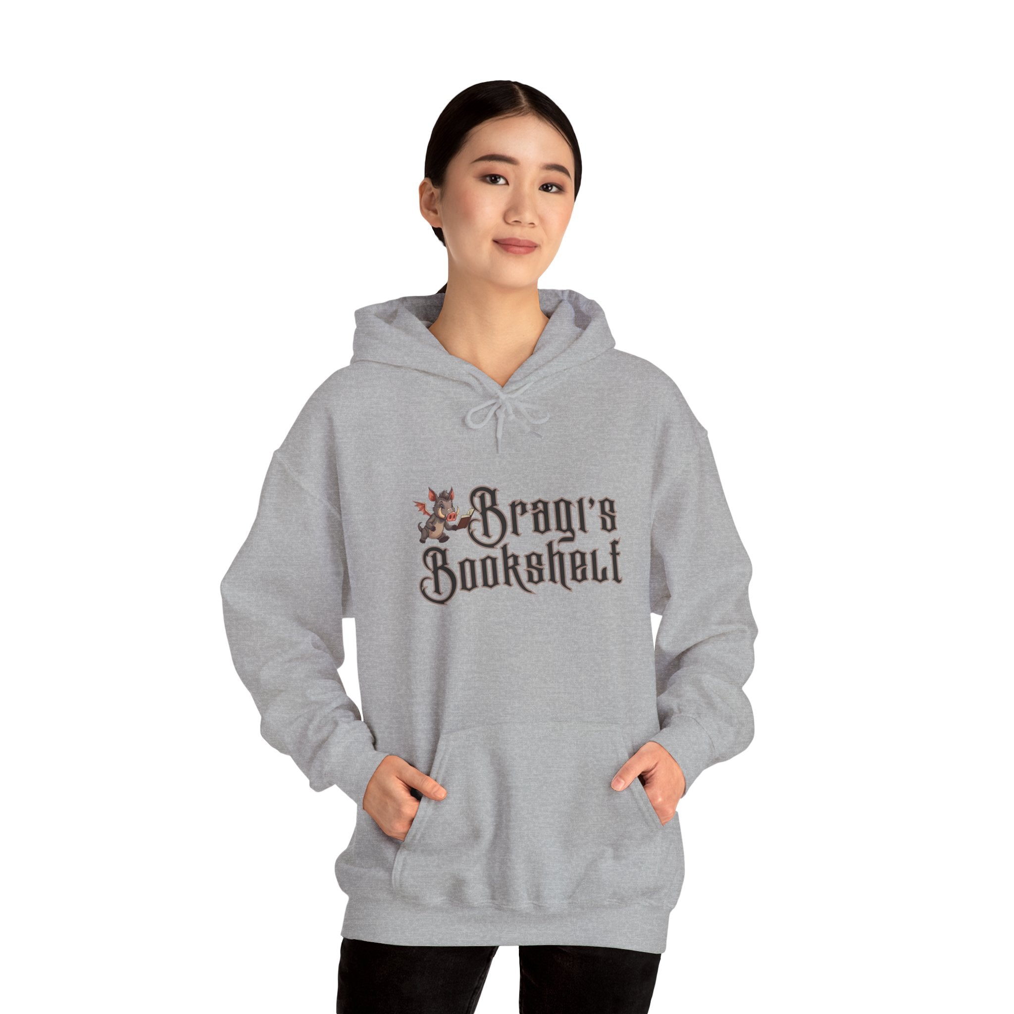 Fantasy Bookstore Hoodie — 'Bragi's Bookshelf' Logo