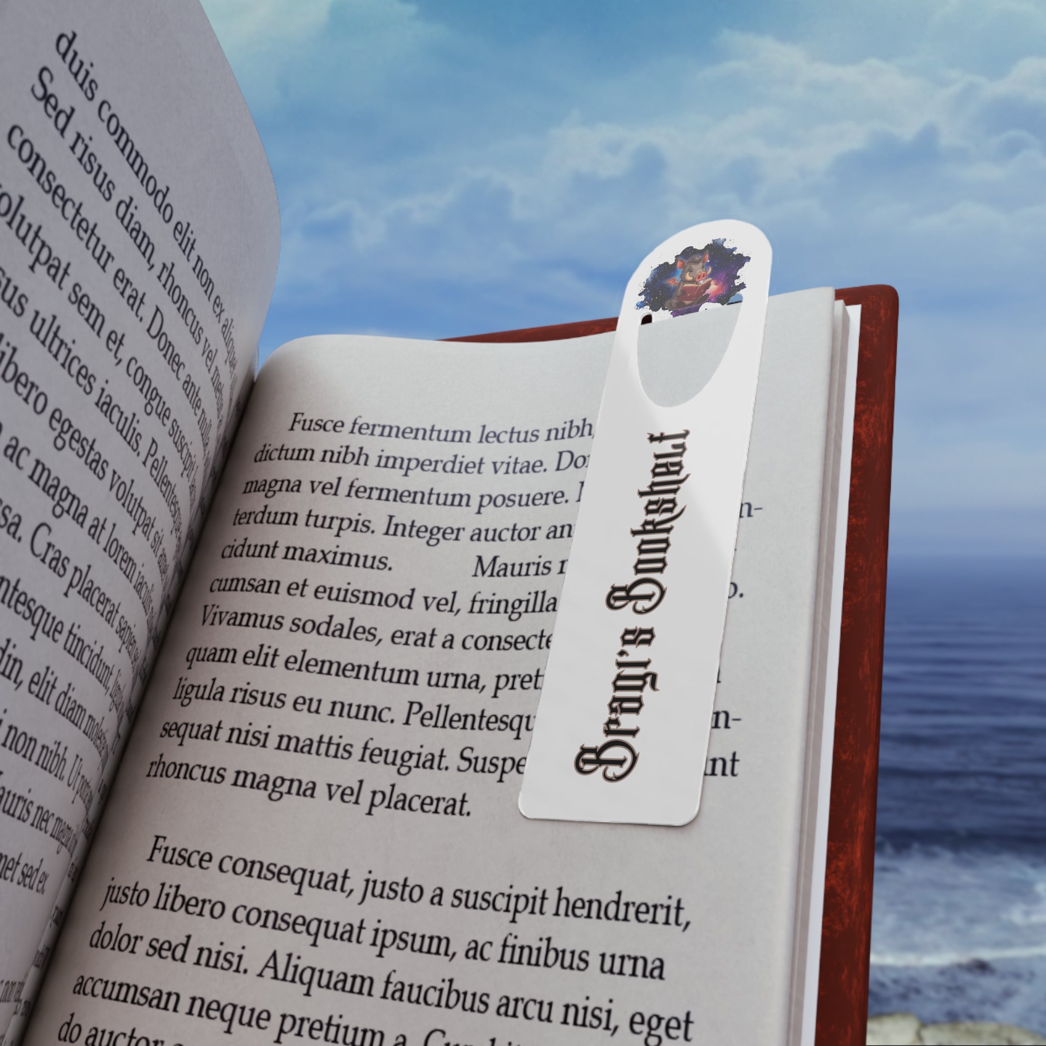 White Metal Bragi's Bookshelf Bookmark