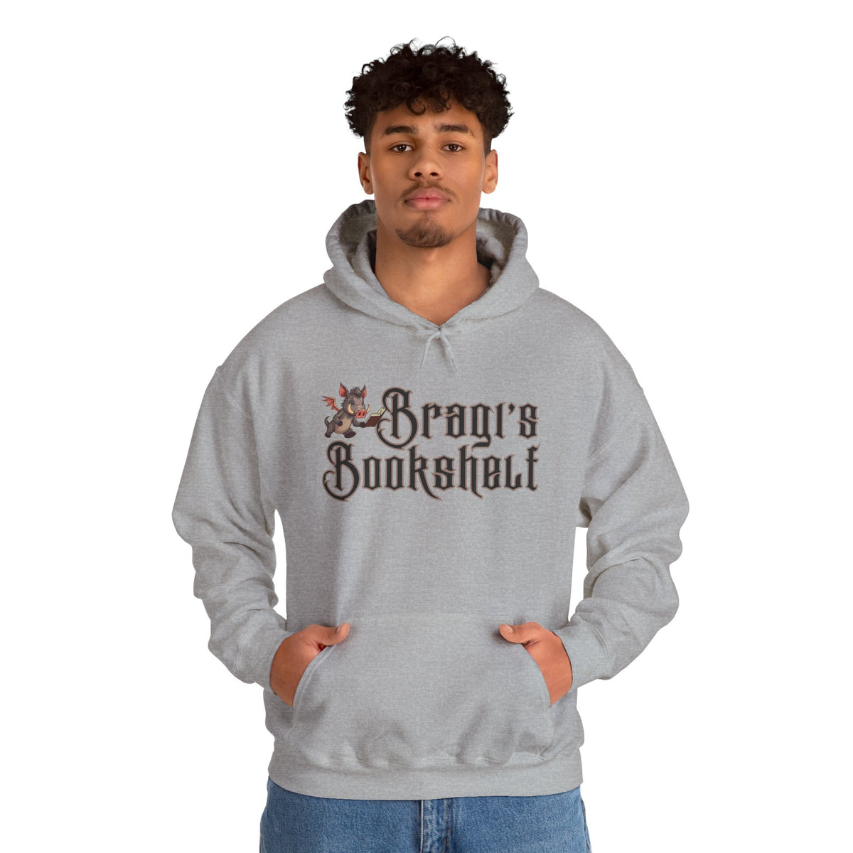 Fantasy Bookstore Hoodie — 'Bragi's Bookshelf' Logo