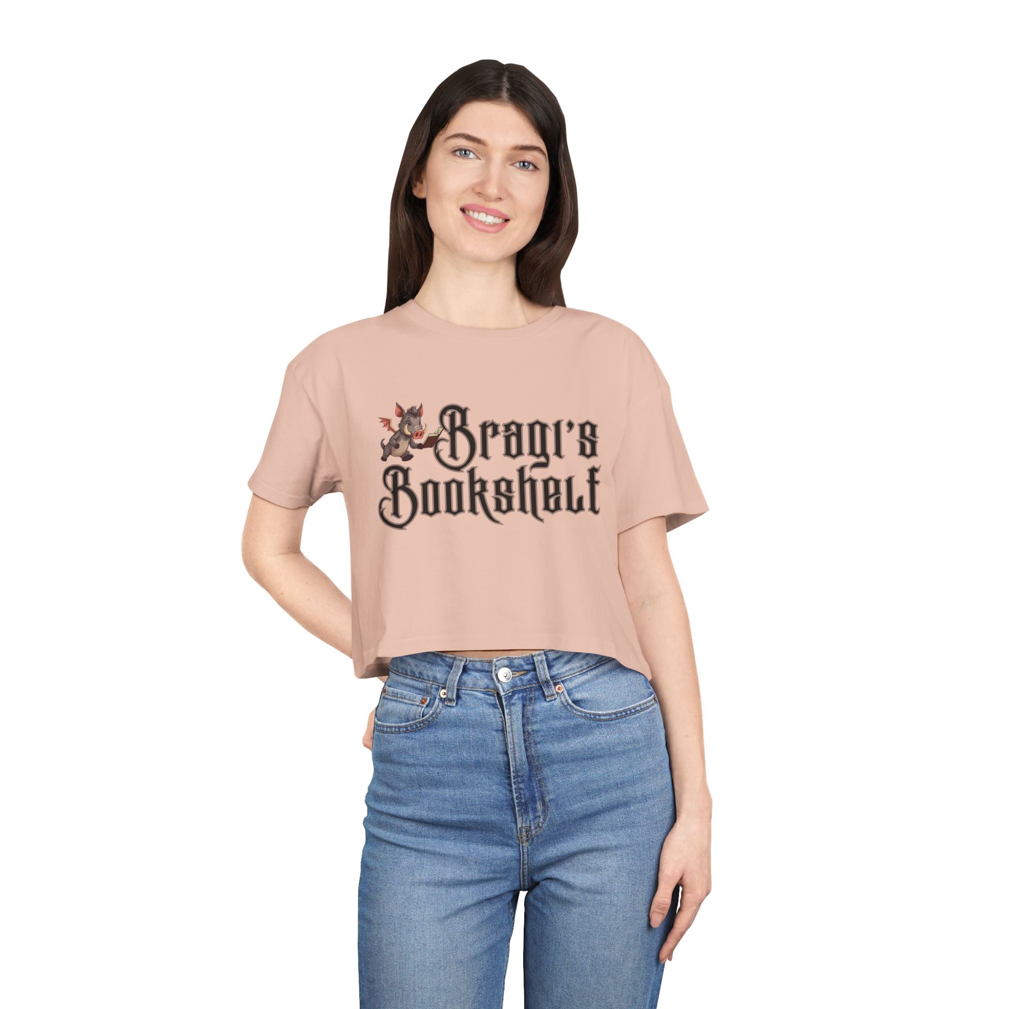 Bragi's Bookshelf Logo Crop Tee — Cute Relaxed Crop Shirt