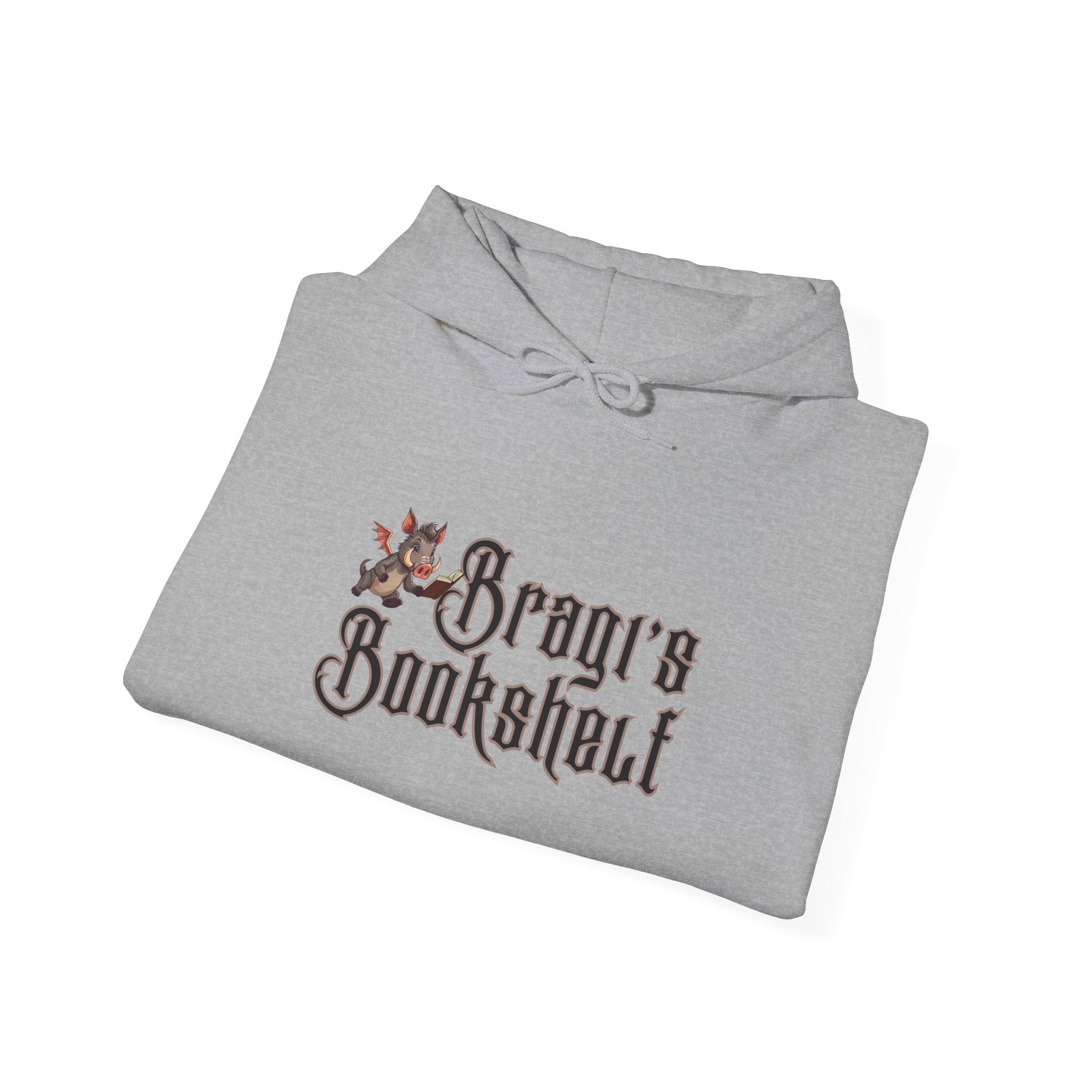 Fantasy Bookstore Hoodie — 'Bragi's Bookshelf' Logo
