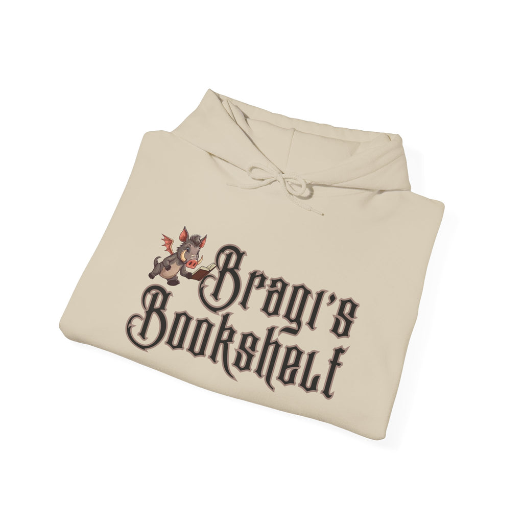 Fantasy Bookstore Hoodie — 'Bragi's Bookshelf' Logo
