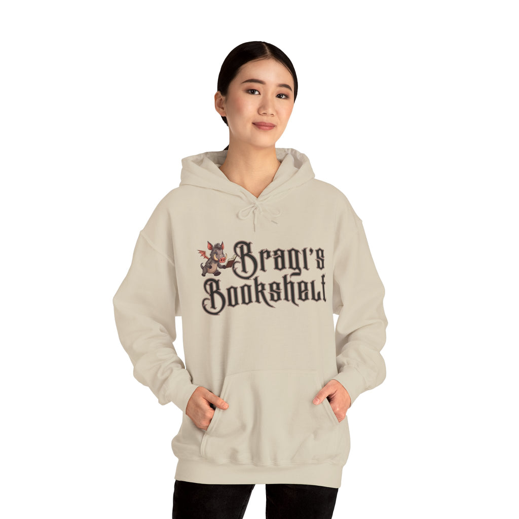Fantasy Bookstore Hoodie — 'Bragi's Bookshelf' Logo