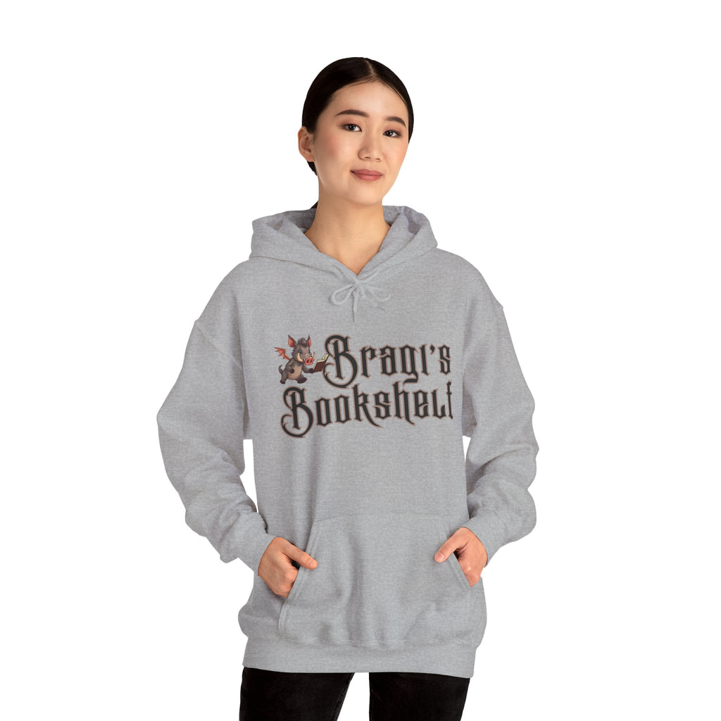 Fantasy Bookstore Hoodie — 'Bragi's Bookshelf' Logo