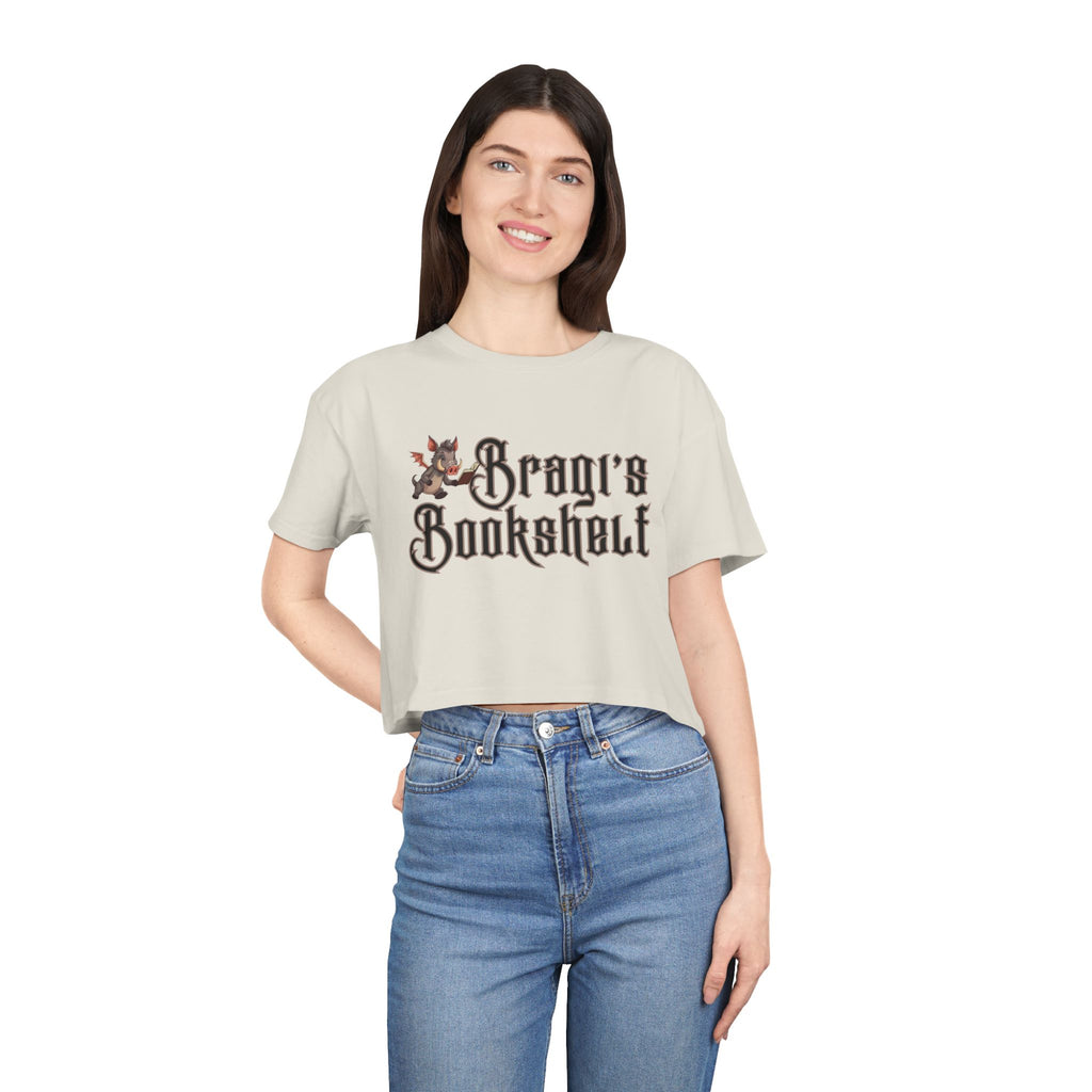 Bragi's Bookshelf Logo Crop Tee — Cute Relaxed Crop Shirt