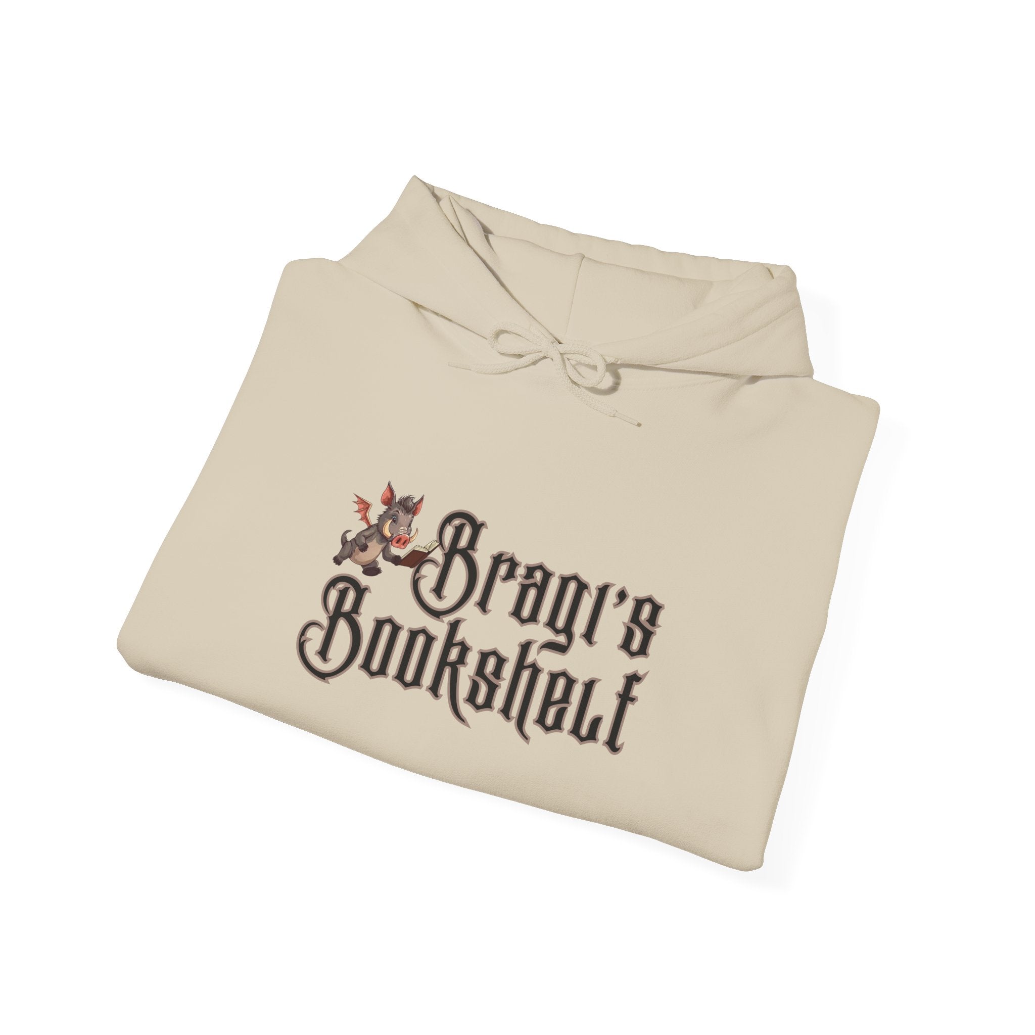 Fantasy Bookstore Hoodie — 'Bragi's Bookshelf' Logo