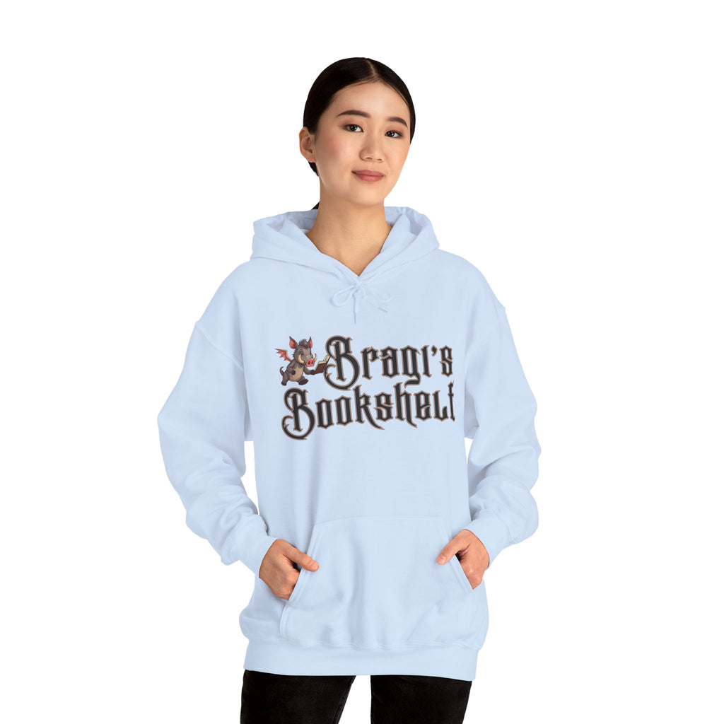 Fantasy Bookstore Hoodie — 'Bragi's Bookshelf' Logo