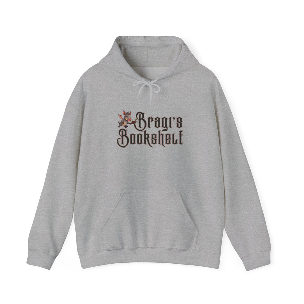Fantasy Bookstore Hoodie — 'Bragi's Bookshelf' Logo